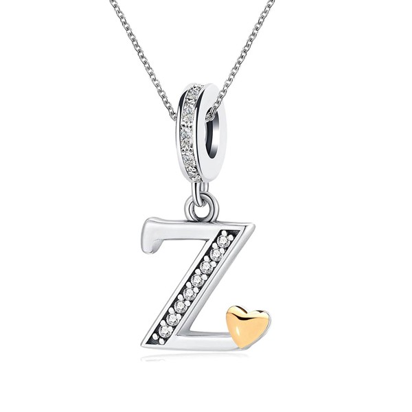 KunBead 18 inch Initial Z Letter Gold Heart Alphabet Birthday