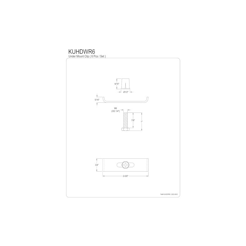 Elements of Design KUHDWR6 Parts for Undermount Sink