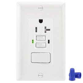 Wengart 20A GFCI Outlet with Switch,AC120V Tamper Resistant GFCI Combination Switch and Receptacle,ETL Listed,Back &Side Wire,White