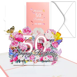 50th Birthday Card, 3D Pop Up Card, 50th Birthday Card, 50th Birthday Card, 50th Birthday Card, Birthday Cards 50th with Envelope and Note Card, 3D Pop Up Card, Birthday Greeting Card