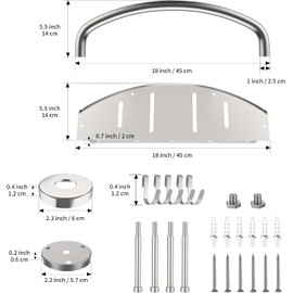 Brushed Nickel 18-inch Safety Grab Bar with Storage Shelf for Bathtub or Shower, Drainage Holes, Stainless Steel, Wall Mounted Grab Bars for Elderly Injured Balance Support