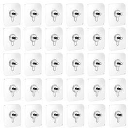 30 Pcs Clavos Autoadhesivos Para Colgar Transparentes,Gancho Calcomanía de Tornillo Ganchos Pared Pesados,Gancho de Pared sin Clavos para Cocina y Baño