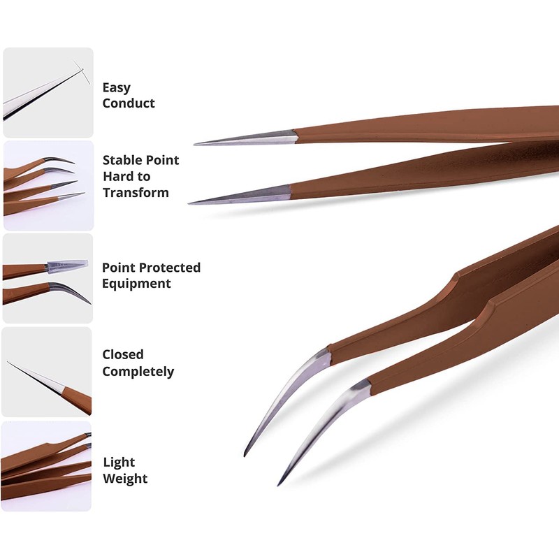 SIVOTE Lash Tweezers for Eyelash Extensions, Hand Calibrated Straight &