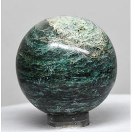 37mm 80g Rich Deep Green Quartz Carved into Sphere Polished Natural Sparkling Collectible Gemstone Crystal Mineral Ball - India + Stand