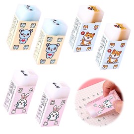 Cute Eraser, Set of 6, Stick Eraser, Popular, Pencil Eraser for Kids, School Supplies, Party Favors, Stationery, Elementary School, Middle School, High School Students, College Students, Cute, Stationery, Portable, Learning