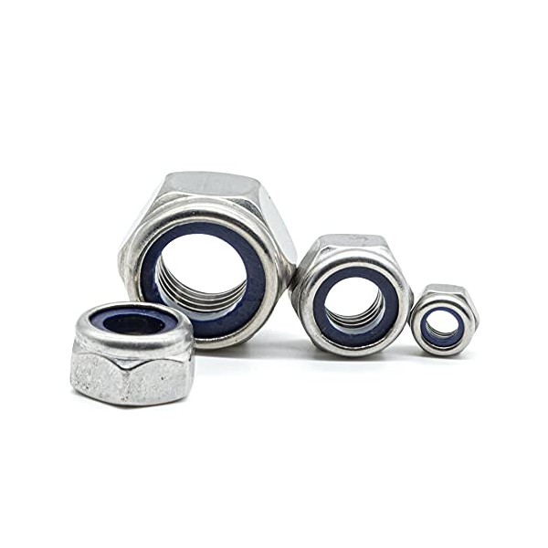 Hippo Hardware M4 (4mm) Nyloc Nuts Insert Nylon Lock Nuts Stainless Steel A2 Type T DIN985 (Pack of 50)
