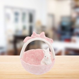 Alipis Ceramic Bunny Basket, Rabbit Basket Desktop Statue Decorations, Easter Basket for Easter Storage Candy Eggs Egg Festival Home Decoration