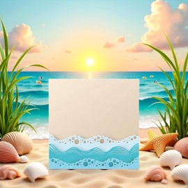 Ocean Beach Wave Metal Cutting Dies Set,Summer Stencil and Embossing Templates for DIY Scrapbooking,Beach Theme Craft Dies, Decorative Cardmaking and Die-Cutting Tools