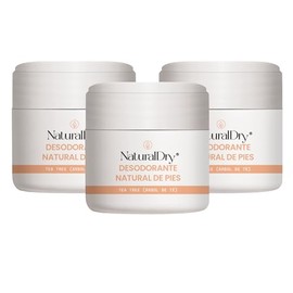 NaturalDry Pack de 3 desodorantes en formato crema para PIES - Viene en un tarro - Fabricado 100% Natural - Ideal para hidratar y evitqr mal olor con 