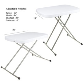 Everyday Home Folding Table - Lightweight Portable Folding Desk - Small Plastic Table for TV Tray, Playing Cards, and Craft Room (White)