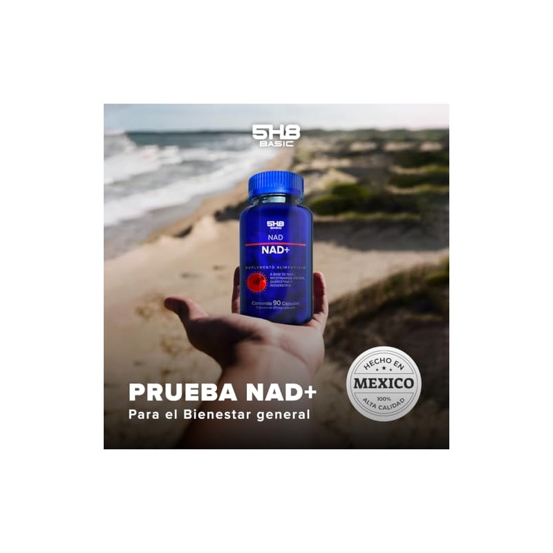 NAD+ Resveratrol Con Nicotinamida Ribosa y Quercetina 5H8 NUTRITION