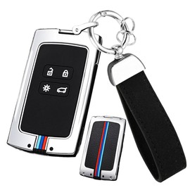 ontto Zinc alloy Car key fob cover case Fit for Renault Captur Megane Espace Clio Zoe Koleos Scenic 4 Arkana Dacia Sandero keyring Key Shell Holder bag keychain protective Accessories Silver B