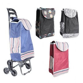 Stair-Climbing 3-Wheel Shopping Cart, Market Cart, Camping Cart, Hand Carrier, Multi-Purpose Trolley Rolling Cart Pattern Lunch (Rubber Wheels)