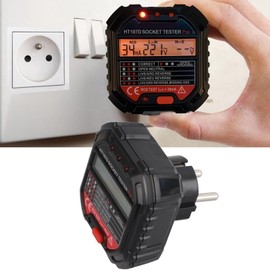 Circuit Tester, HT107D Socket Tester with Voltage Display, Automatic Circuit Polarity Voltage Detector, Accurate LCD Display, Circuit Polarity Voltage Detector