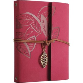 Scrapbook Album, Memories Scrapbook Leaf Soft Leather Album Family Photo Books Special Scrapbook Gifts  Gift - Color: Red