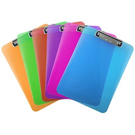 Trade Quest Plastic Clipboard Transparent Color Letter Size Low Profile Clip (Pack of 6) (Dark Blue)