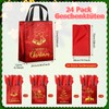 Pack of 24 Christmas Gift Bags with Tissues, Medium, Red,