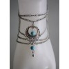 Unbranded Silver Antique Look Boho Ankle Bracelet Turquoise Beads Layered