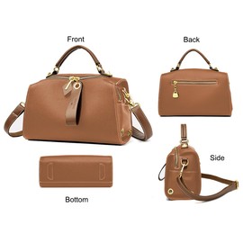 Crossbody Bags for Women Shoulder Bags Faux Leather Handbag Dual Straps, Dual Directional Zipper Medium Purse with Top Handle (Brown)