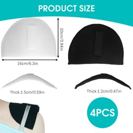 Shoulder Pads, 2 Pairs Shoulder Pads for Women Clothes, Breathable Sponge Shoulder Enhancers with Velcro, Suitable for Suits, Dresses, and Sewing Projects, Black and White