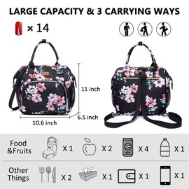 MCBD Lunch bags Insulated Lunch Box for Women,3 Carrying Way Large Tote Bag,Leakproof Reusable Cooler Backpack with Adjustable Shoulder Strap for Office Picnic Beach