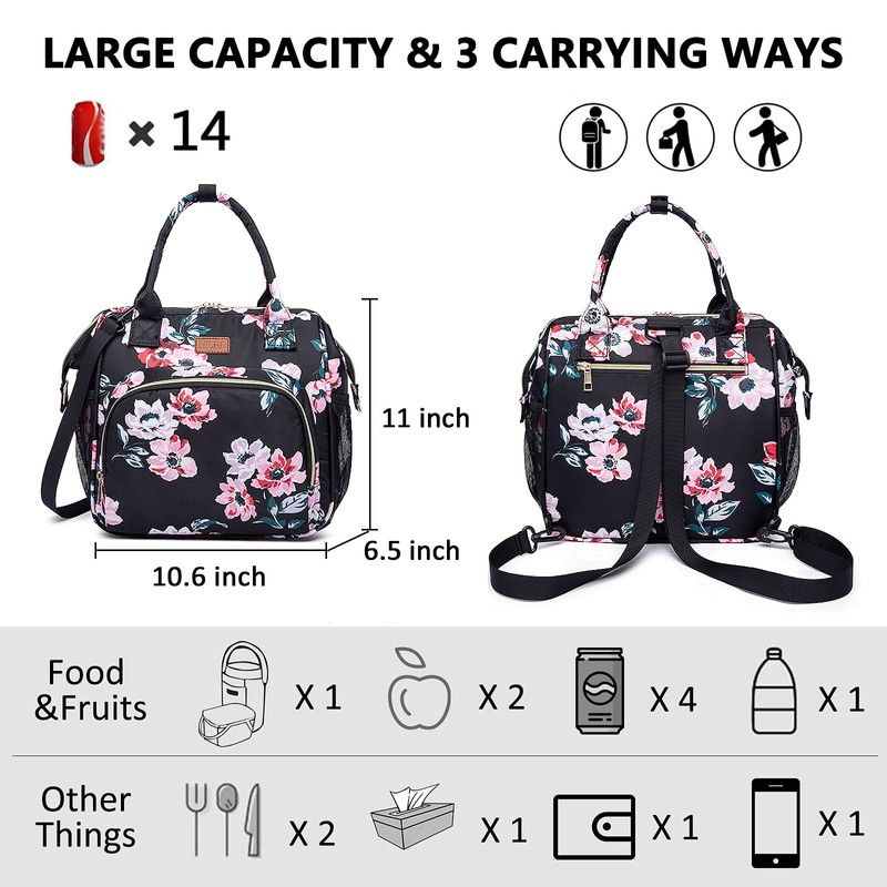 MCBD Lunch bags Insulated Lunch Box for Women,3 Carrying Way