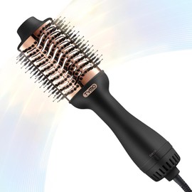 TYMO Cepillo Secador de Cabello, Cepillo Secador en Uno, Secador de Cabello Iónico y Estilizador Voluminizador 4 en 1 con Barril Ovalado de Titanio, Alisador de Aire Caliente para Peinado Suave Sin