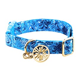 Lilly Pulitzer S/M Adjustable Blue Puppy Dog Collar, Cute Heavy Duty Canvas Collar with Snap Closure and Ring for Leash/Tag, Mermazing