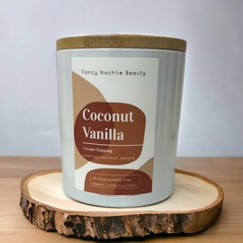 Fancy Nachlie Beauty Coconut Vanilla Cream Scented Candle |with Topping, White