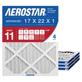 Aerostar 16.375x21.5x1 MERV 11 Air Filter, 4 Count, ACTUAL SIZE (16.50 x 21.50 x 0.75), HVAC, Air Conditioning & Furnace Filter for Dust, Pet Dander, Smoke & Allergies (MPR 1200 / FPR 7), Made in USA