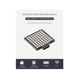waveshare ESP32-S3 RGB LED Matrix Development Board,Onboard 8×8 RGB LED Matrix,QMI8658C Attitude Sensor,Adopts ESP32-S3FH4R2 Chip with Dual-core Processor,Supports Wi-Fi,Bluetooth 5 (LE)