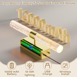 camuucci Battery Operated Gold Wall Sconce 12000mAh Rechargeable Battery Powered Wall Lighting Indoor Not Hardwired Remote Control Dimmable Wall Lamp Fixtures for Bedroom Living Room 2 Pack