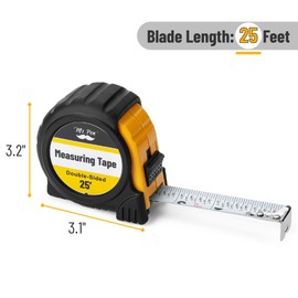 Mr. Pen- Tape Measure, 25-Foot, Yellow, Double Sided Steel Measuring Tape Measure with Fractions, Easy Read Tape Measure 25 ft, Steel Tape Measure, Retractable Measuring Tape Retractable