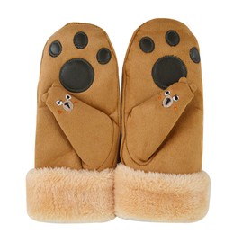 AiSi Women Winter Suede Thermal Mittens Fleece Lined Warm Gloves with Turn Back Cuff …