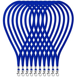 Neck Strap Lanyards - Fushing 100 Pack Blue ID Badge Lanyards with Swivel Clasp for Office ID Card Holders Badges Holders Keychain