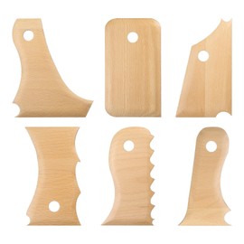 HARFINGTON 6pcs Pottery Ribs Trimming Tools Pottery Profile Rib Wooden Foot Shaper Rib Foot Forming Tool Texture Rib Beech Wood for Carving Ceramics Clay