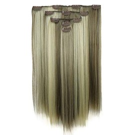 Lydell 20" Long Straight 5 PCS Set Hair Extension Thick Clip in on Synthetic Extensions for Women (18-22)