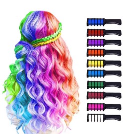 MSDADA 10 Color Hair Chalk for Girls - Hair Chalk Comb Kids Temporary Hair Color Dye - Teen Girl Gift Hair Stuff Accessories Makeup Kit Christmas Gifts Toys for Girls Age 6 7 8 9 10 11 12 13 Year Old