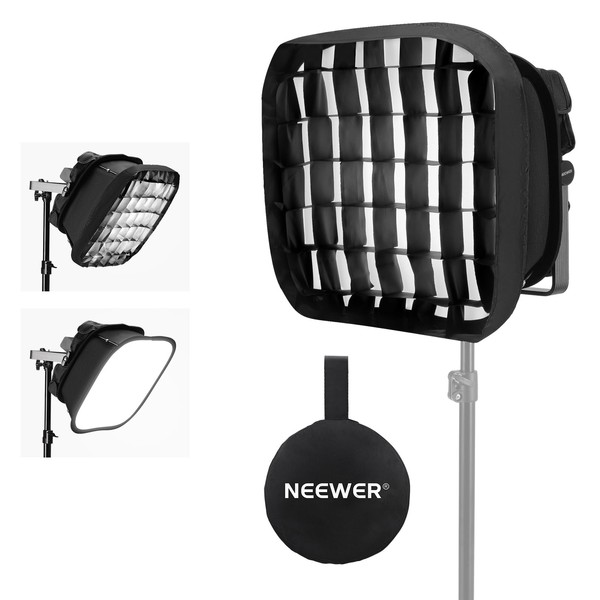 NEEWER Softbox Diffuser for RGB1200 LED Video Light Panel, 16.5 x 14.6/42 x 37 cm, Foldable with Honeycomb Grid, Strap and Bag for Photo Studio, Portrait, Video Recording, Photography, Light Control,