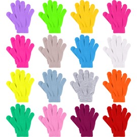 Glooarm 16 Pairs Kids Gloves Winter Boys or Girls Gloves Children's Warm Knit Magic Gloves Bulk for Winter Supplies