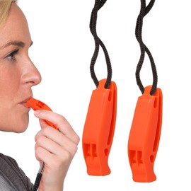 2PCS Emergency Whistle Orange Whistle Hiking Plastic Safety Survival Whistle with Reflective Lanyards for Outdoors,Hiking,Mountaineering,Boating and Signalling