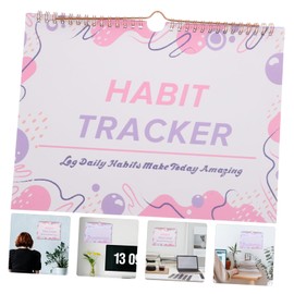 jojofuny Habit Tracker Planner Journal Undated Monthly Habit Tracker Compact for Easy Carrying Versatile Goal Planner Workout Organizer Simple Design for Tracking Pink White