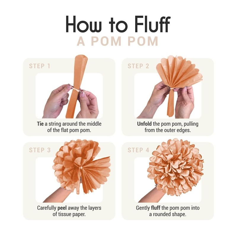 EpiqueOne Pom Poms Decoration, White/Ivory/Pe