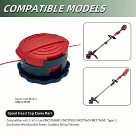 Ryzljss CMCST920 Trimmer Head, CMZST260H Replacement String Trimmer Spool Head Compatible with Craftsman CMCST920M1 CMCST920 CMCST960 CMCST960E1 Type 1 QuickLoad Spool with 0.080” 20ft Pre-Wound Line