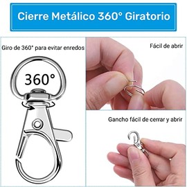 100 Argollas para Llaveros y Ganchos Giratorios, Aros para Lllaveros Acero Inoxidable, Broches para Hacer Llaveros, Anillos de Metal para DIY Manualidades y Bisutería (50 Ganchos + 50 Llaveros)