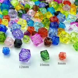 Jmassyang 300 Pieces 8mm Acrylic Faceted Cube Beads Colorful Square with Hole Plastic Loose Spacer Bead for DIY Wind Chimes Suncatcher Necklaces Bracelets Earrings Jewelry Making(Black)