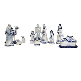 Kurt S. Adler Kurt Adler 1.97 6.7-Inch Porcelain Delft Blue 11-Piece Nativity Set