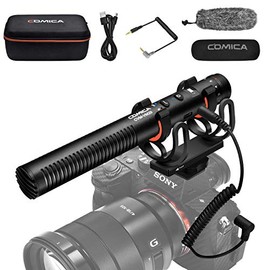 Comica CVM-VM20 Shotgun Microphone, Camera Microphone with Rycote Shock Mount, Furry Deadcat, OLED Power Display, Super-Cardioid Rechargeable Video Mic for Canon Nikon Sony DSLR Camera Smartphones
