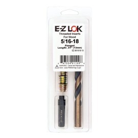 E-Z Hex Thread Repair Kit for Soft Wood Flanged Threaded Inserts 1/4-20 x 13mm, Drill, Installation Tool