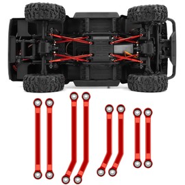 RCHUBAM 8Pcs RC Steering Pull Rod Link Linkage Set Anodizing Aluminum High Clearance Chassis Links Set Compatible with HPI 1/18 Venture HILUX RC Off-Road RC Car(Red)